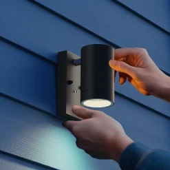 Calex udendørs væglampe Alba GU10, Downlight, sort, sensor