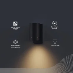 Calex udendørs væglampe Alba GU10, Downlight, sort, sensor