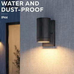 Calex udendørs væglampe Alba GU10, Downlight, sort, sensor