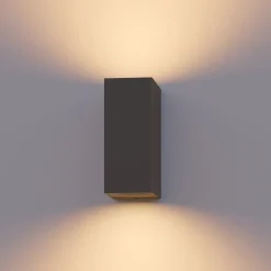 Calex udendørs væglampe GU10, op/ned, højde 15 cm, antracit