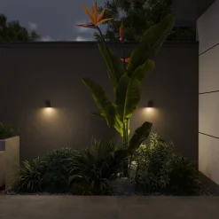 Calex udendørs væglampe GU10, downlight, højde 8 cm, rustbrun