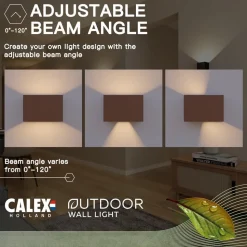 Calex udendørs væglampe Rektangel op/ned højde 10 cm rustbrun
