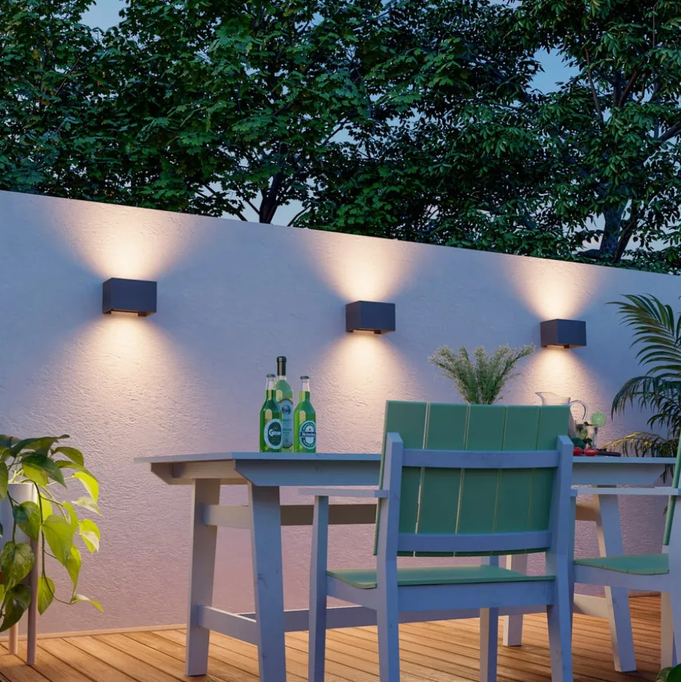 Calex udendørs væglampe Rektangel op/ned højde 10 cm antracit