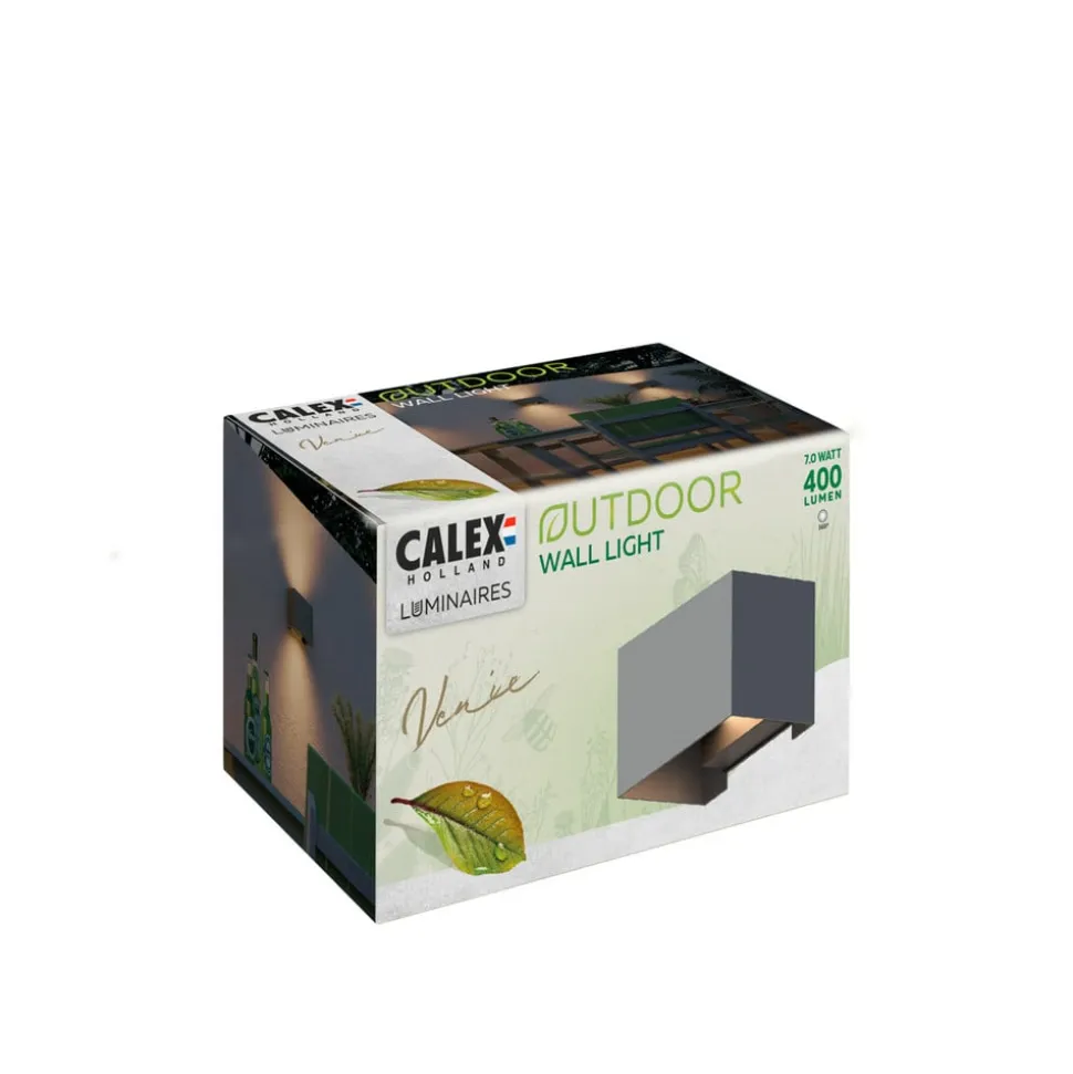 Calex udendørs væglampe Rektangel op/ned højde 10 cm antracit