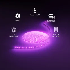 Calex Vista LED-strip, længde 30 m, RGB, CCT fjernbetjening