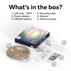 Calex Vista LED-strip, længde 30 m, RGB, CCT fjernbetjening