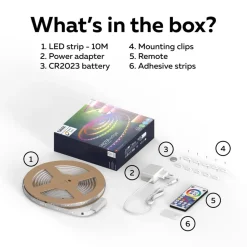 Calex Vista LED-strip, længde 10 m, RGB, CCT fjernbetjening