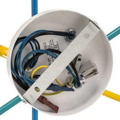 Cambridge loftlampe, 6 lyskilder, gul-turkis-blå