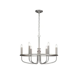 Capitol Hill lysekrone, 6 lys, børstet nikkel