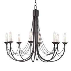 Carisbrooke lysekrone, sort, 8 lyskilder