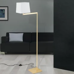 Carlton tekstilgulvlampe, mat messing