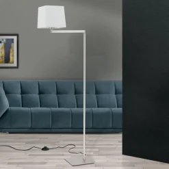 Carlton tekstilgulvlampe, mat nikkel