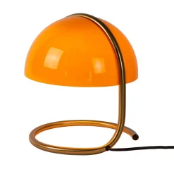 Cato retro-bordlampe med skærm af mælkeglas orange
