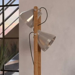 Cawton gulvlampe, højde 134,5 cm, stål/brun, 2 lyskilder i stål