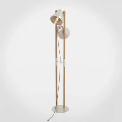 Cawton gulvlampe, højde 134,5 cm, stål/brun, 2 lyskilder i stål