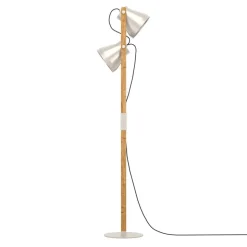 Cawton gulvlampe, højde 134,5 cm, stål/brun, 2 lyskilder i stål