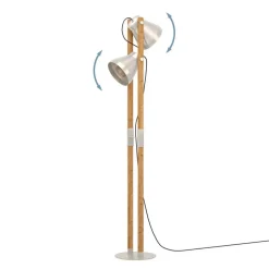 Cawton gulvlampe, højde 134,5 cm, stål/brun, 2 lyskilder i stål