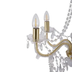 Cecilia lysekrone, guld, jern/akryl, Ø 52 cm, 5 lyskilder.