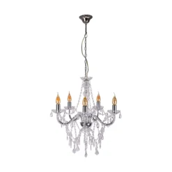 Cecilia lysekrone, krom, jern/akryl, Ø 52 cm, 5 lyskilder.