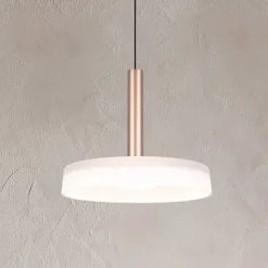 Celeste LED-hængelampe, hvid/brun, Ø 22 cm, glas, dæmpbar