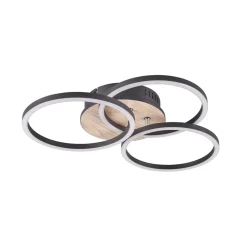 Circle LED-loftlampe 3 lysk fjernbetjening træ