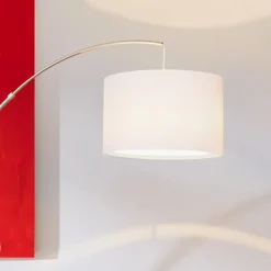 Clarie gulvlampe, hvid, jernfarvet, 180 cm, stof/metal