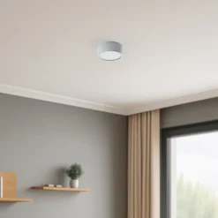 Cleo 200 loftlampe, grå, sensor, IP20, Ø 20 cm, E27