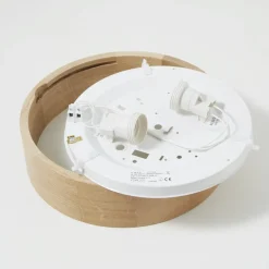 Cleo loftlampe, Ø 28 cm, 2 lyskilder, egetræ, E27