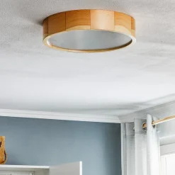 Cleo loftlampe, Ø 37,5 cm, 3 lyskilder, fyrretræ, E27