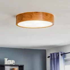 Cleo loftlampe, Ø 38 cm, 3 lyskilder, egetræ, E27