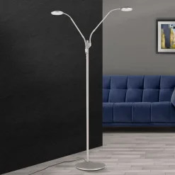 Cobra LED-gulvlampe, 2 lyskilder, mat nikkel