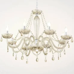 Cognacfarvet lysekrone Basilano af glas