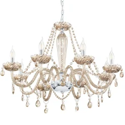 Cognacfarvet lysekrone Basilano af glas