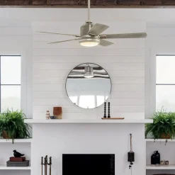 Colerne 52 LED-loftventilator, nikkel/hvid valnød