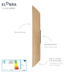 Colombia LED-væglampe, eg natur