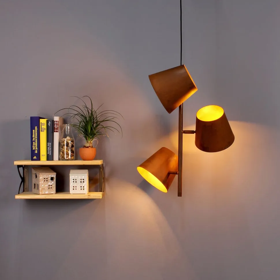 Colt hængelampe, 3 lyskilder, patina