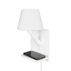 Comfort væglampe, mat hvid, metal, stik, E14