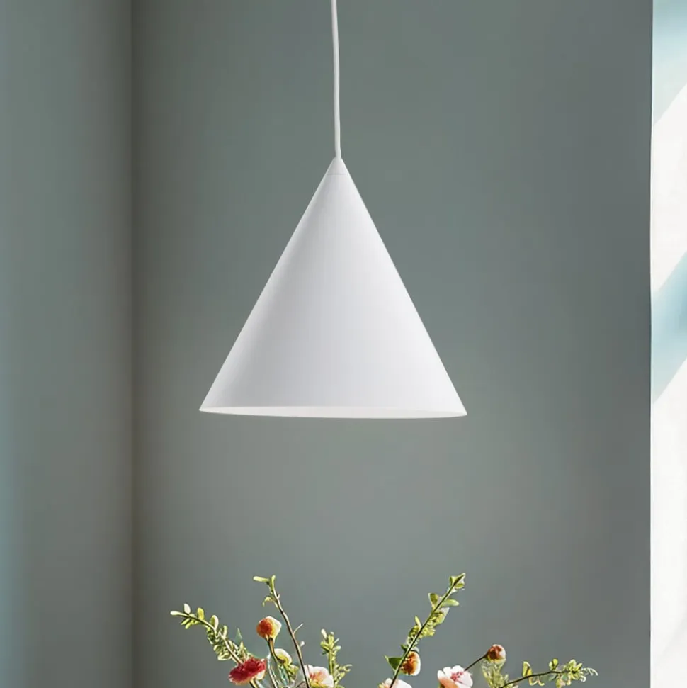 Cono pendel, hvid, Ø 25 cm, stål, enkelt lys