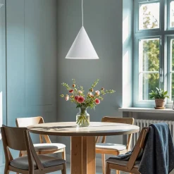 Cono pendel, hvid, Ø 25 cm, stål, enkelt lys