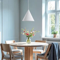 Cono pendel, hvid, Ø 25 cm, stål, enkelt lys