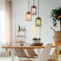 Cork hængelampe, flerfarvet, Ø 30 cm, 3 lyskilder, glas/kork