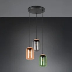 Cork hængelampe, flerfarvet, Ø 30 cm, 3 lyskilder, glas/kork