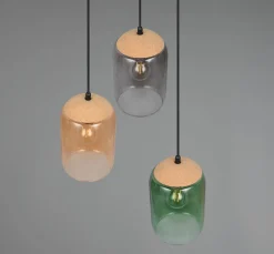 Cork hængelampe, flerfarvet, Ø 30 cm, 3 lyskilder, glas/kork