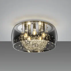 Crystel loftslampe af glas, krom, Ø 50 cm