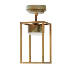 Cubic 3373 LED udendørs loftlampe, messing/opal