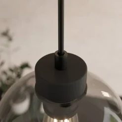 Cubus hængelampe, Ø 50 cm, 3 lyskilder, røgfarvet grå, glas