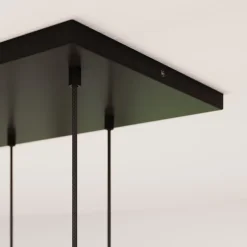 Cubus hængelampe, 85 cm, 8 lyskilder, klar/honning/brun, glas