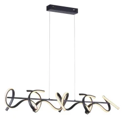 Curls LED-hængelampe, sort, metal, 99 cm lang, dæmpbar