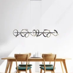 Curls LED-hængelampe, sort, metal, 99 cm lang, dæmpbar