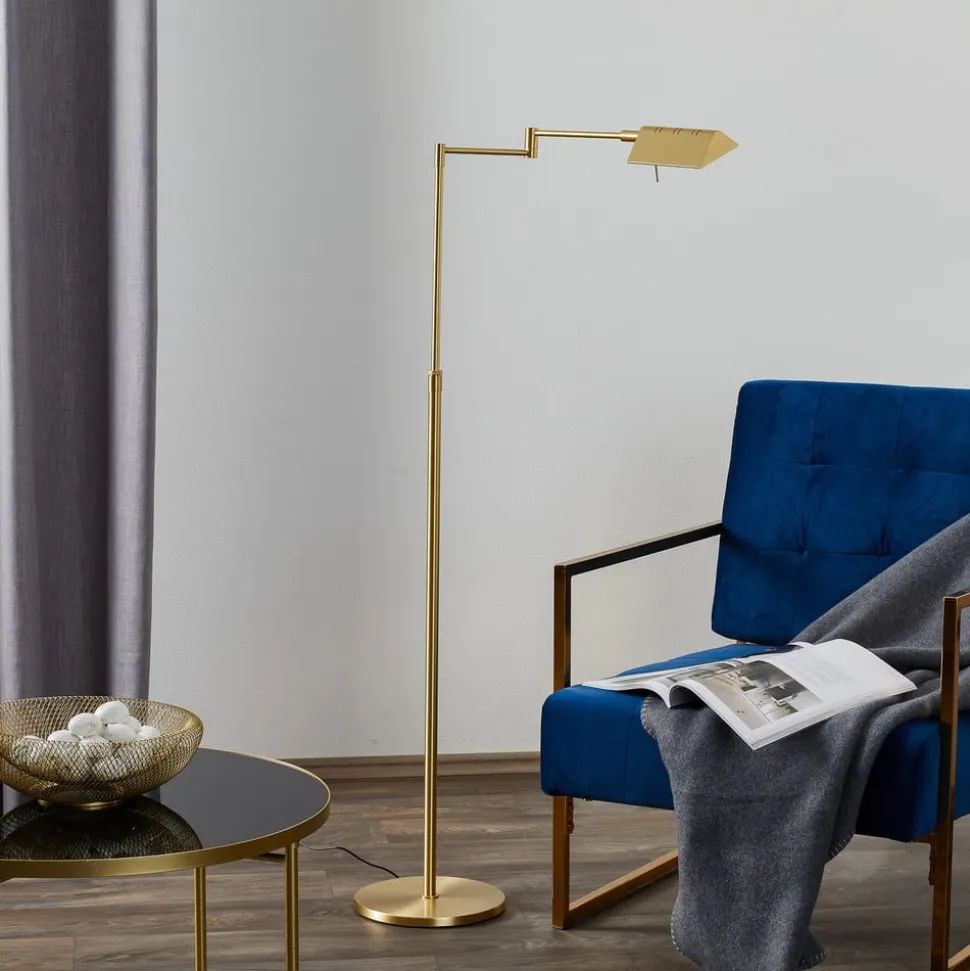 Danuta justerbar LED-gulvlampe, mat messing